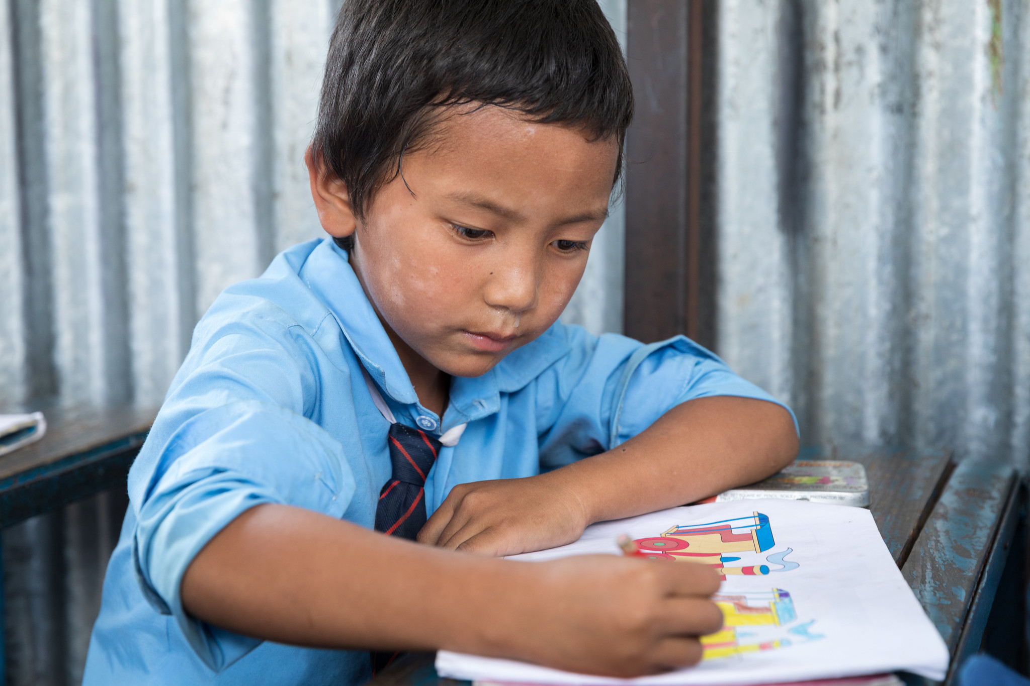 A class 1 student at Shree Krishna Ratna School in Chautara, Ward 5, Sindhupalchowk District, Nepal. June 2019. Credit: GPE / Kelley Lynch A class 1 student at Shree Krishna Ratna School in Chautara, Ward 5, Sindhupalchowk District, Nepal. June 2019. Credit: GPE / Kelley Lynch