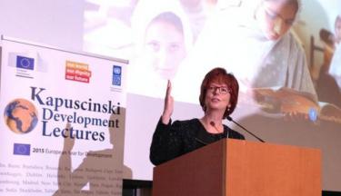 Julia Gillard speaking in Brussels, Kapuscinski Development Lectures (c) GPE/Karen Schroh