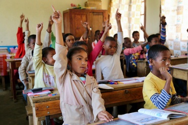 L'école primaire publique Anosisoa, classe de CM2, à Antananarivo, Madagascar. November 2016. Crédit : GPE/Carine Durand