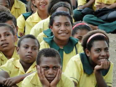 A group of students in uniform in Papua New Guinea. Credit: GPE/Tara O'Connell