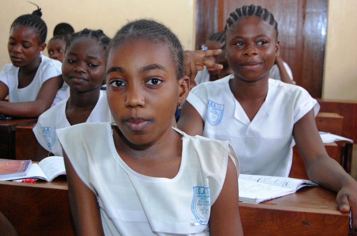 A classroom at the Gombe Institute for blind students in the Democratic Republic of Congo