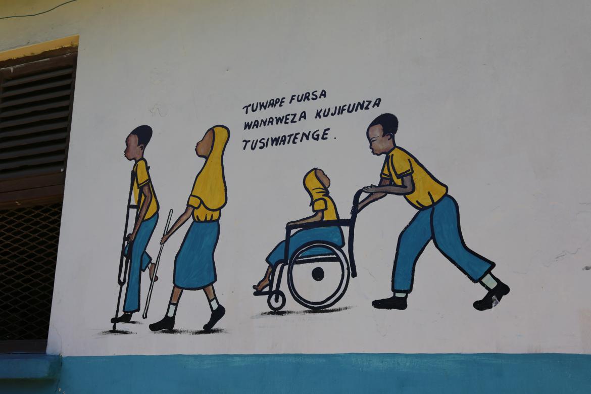 The school, through paintings on its walls, portrays children living with disabilities as able contributors and learners, and encourages others to lend a helping hand.